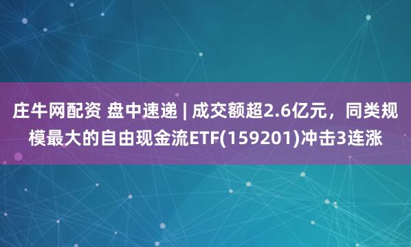 庄牛网配资 盘中速递 | 成交额超2.6亿元，同类规模最大的自由现金流ETF(159201)冲击3连涨